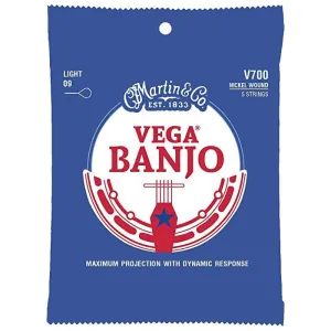 Martin V700 Vega Banjo Guitar Strings - Light