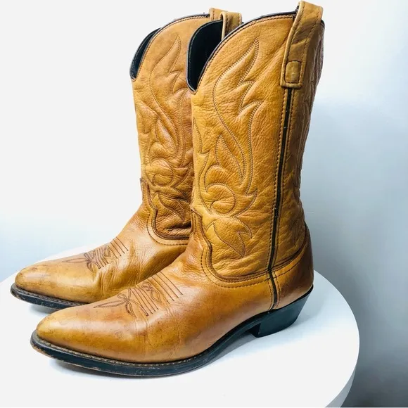 Masterson Rb8250 Walnut Deertan Leather Pull-On Western Boots SZ 11D  R2