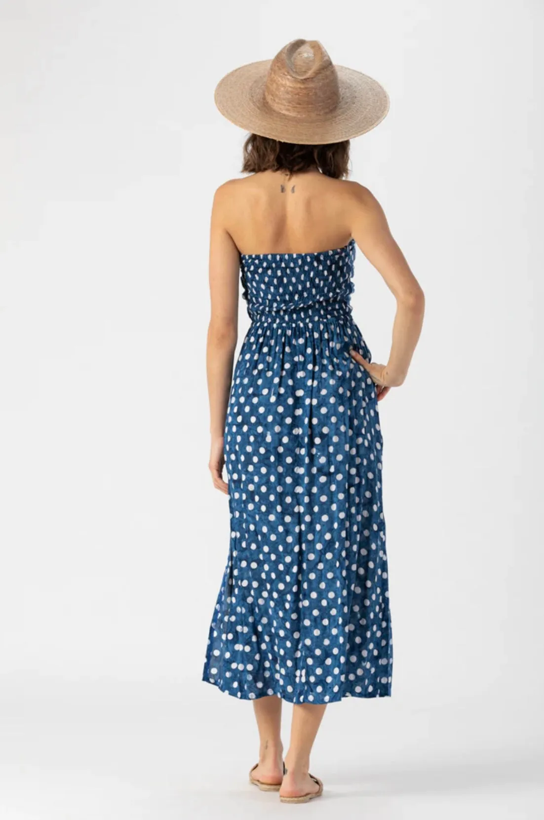 Maui Maxi Dress | Batik Polka Navy Smoke