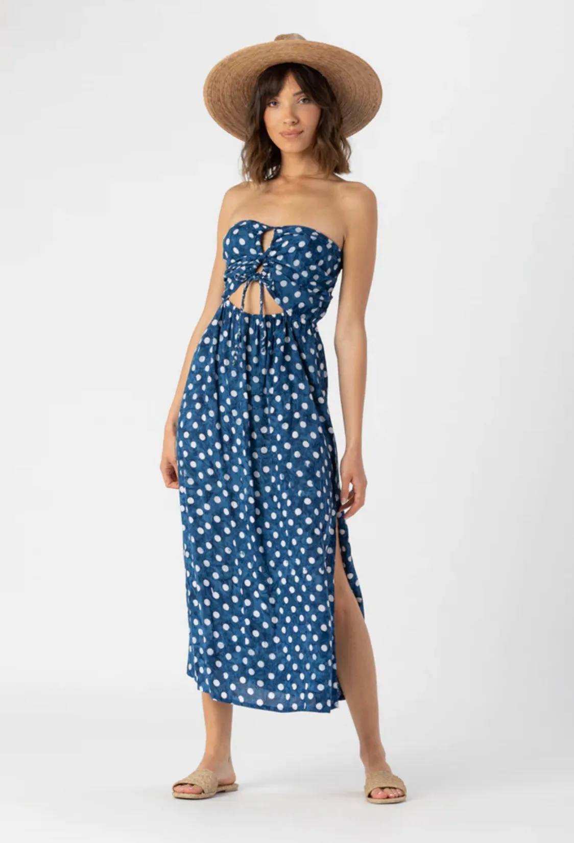 Maui Maxi Dress | Batik Polka Navy Smoke