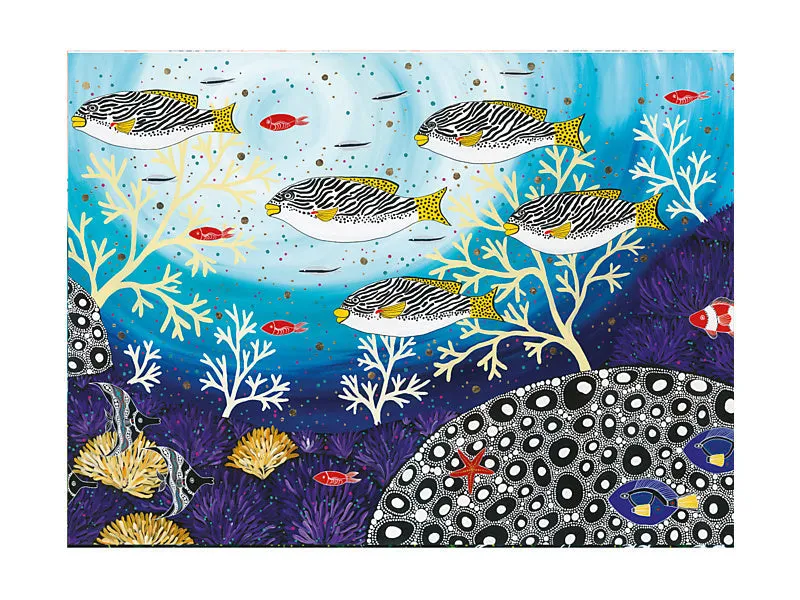 Maxwell and Williams Melanie Hava Jugaig-Bana-Wabu Tea Towel 50x70cm- Goldman Sweetlips