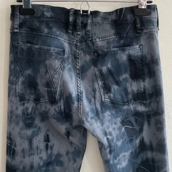 McGuire Denim New Skinny Jean in Tie-Dye,  Blue and Grey - Size 28