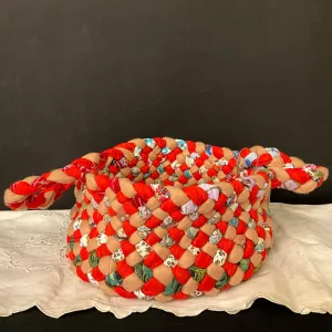 Medium Basket - Orange & Tan with side handles