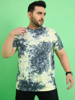 Men Plus Size Brabble Multicolor Printed Round Neck Tshirt