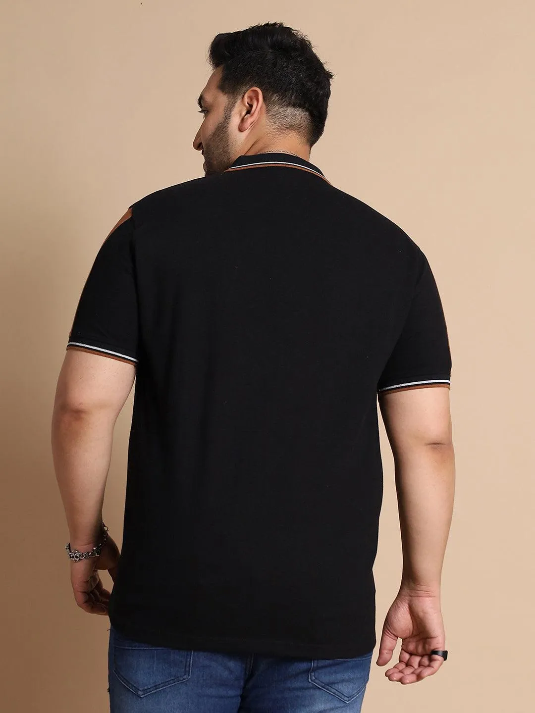 Men Plus Size Mexico Colorblock Polo Tshirt