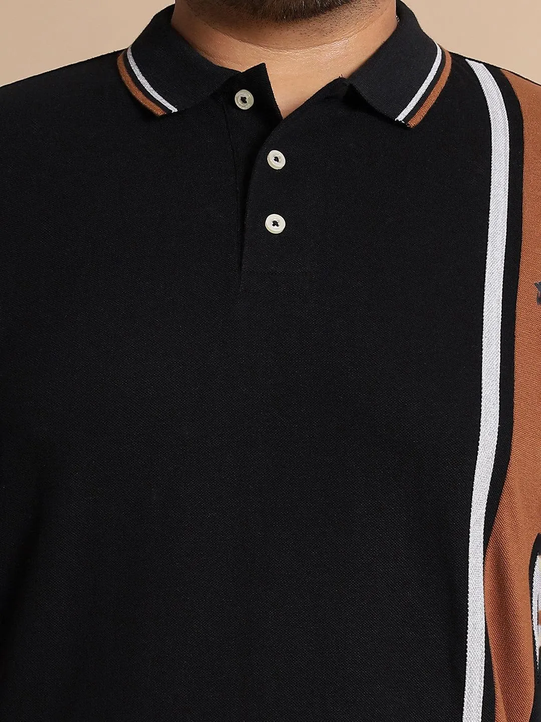 Men Plus Size Mexico Colorblock Polo Tshirt