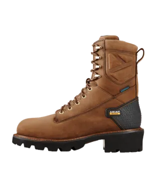 Men's 8" Ariat Powerline Oily Distressed Brown, WP, EH, Kiltie Soft Toe Boot