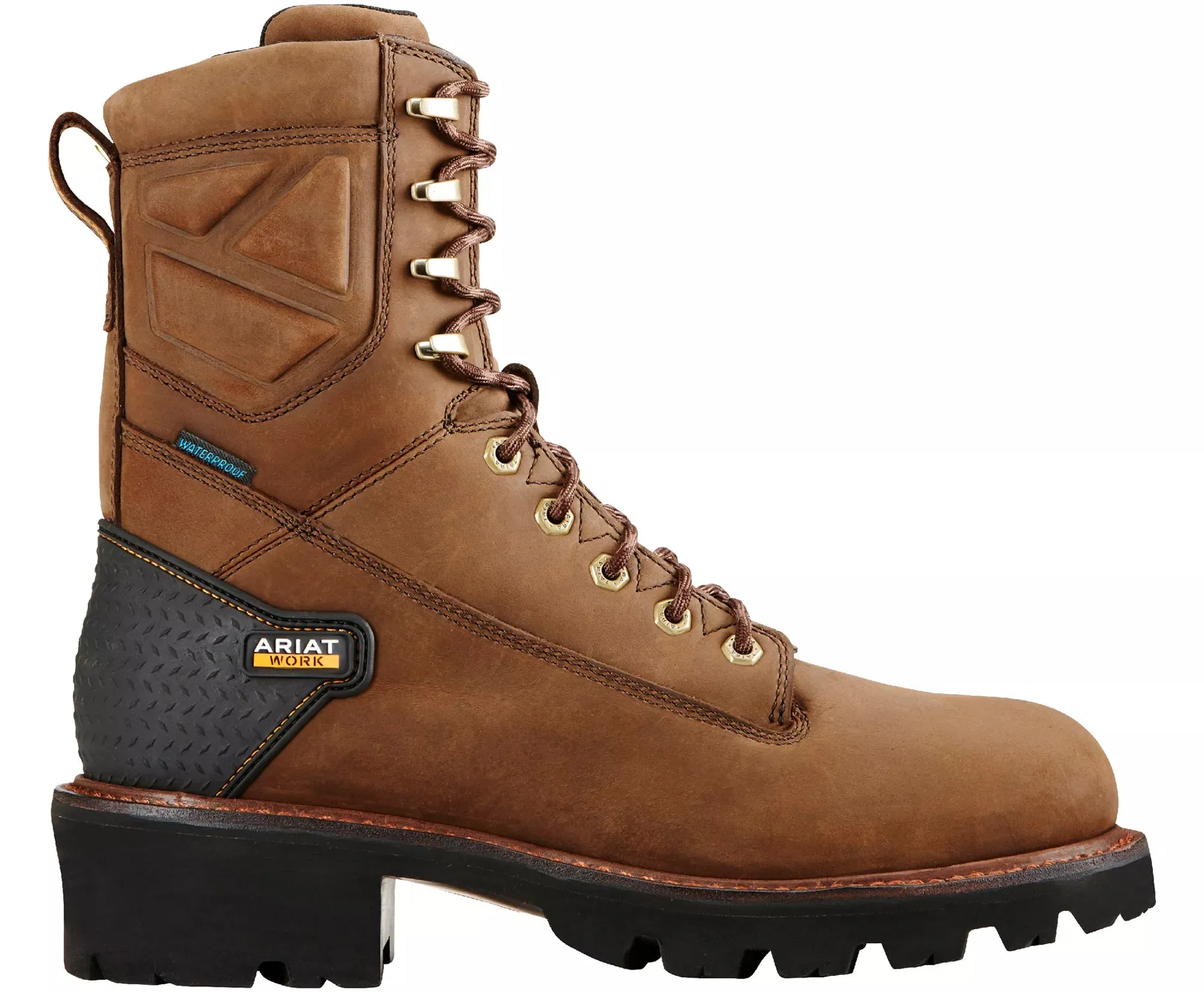 Men's 8" Ariat Powerline Oily Distressed Brown, WP, EH, Kiltie Soft Toe Boot