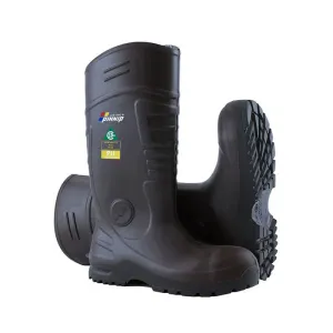 Men's CSA Approved Safety Boots - Waterproof PU Steel Toe Rubber Boots ASTM F2413-18 Acid & Oil Resistant-Brown