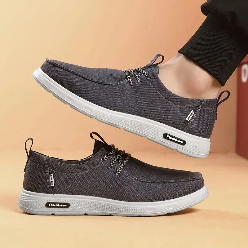 Men's  summer lightweight canvas shoes Breathable lace up casual shoes Male loafers