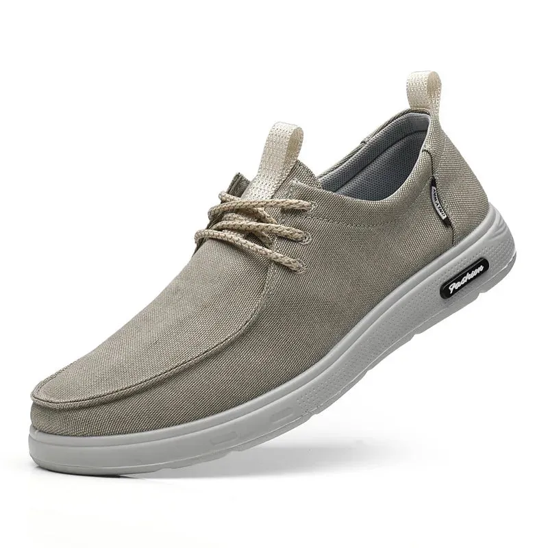 Men's  summer lightweight canvas shoes Breathable lace up casual shoes Male loafers