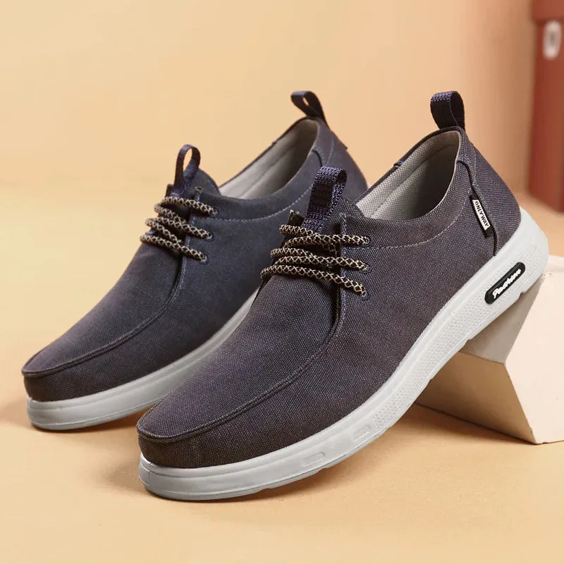 Men's  summer lightweight canvas shoes Breathable lace up casual shoes Male loafers