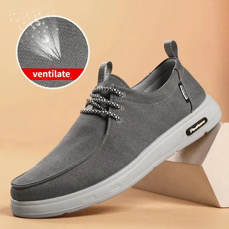 Men's  summer lightweight canvas shoes Breathable lace up casual shoes Male loafers