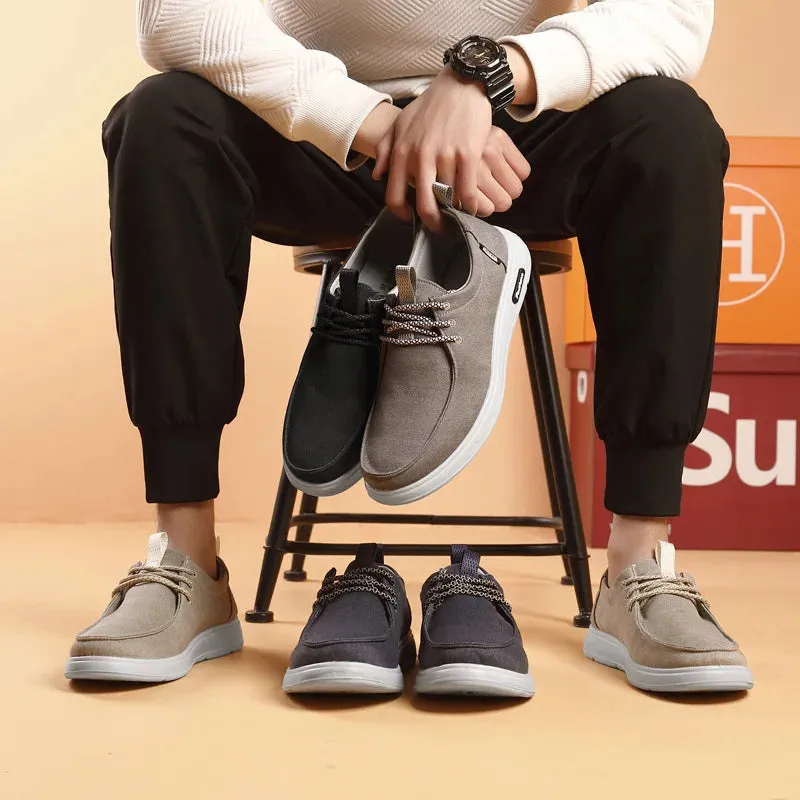 Men's  summer lightweight canvas shoes Breathable lace up casual shoes Male loafers