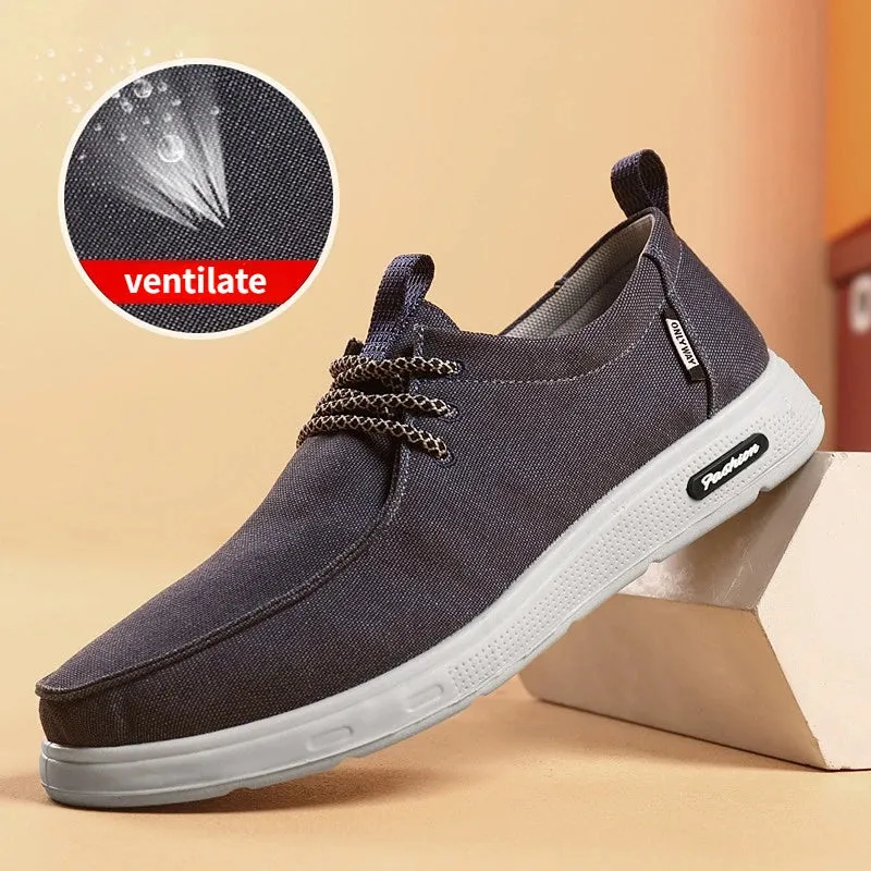 Men's  summer lightweight canvas shoes Breathable lace up casual shoes Male loafers