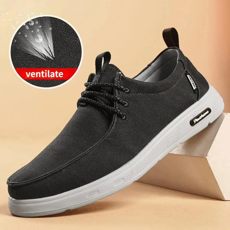 Men's  summer lightweight canvas shoes Breathable lace up casual shoes Male loafers