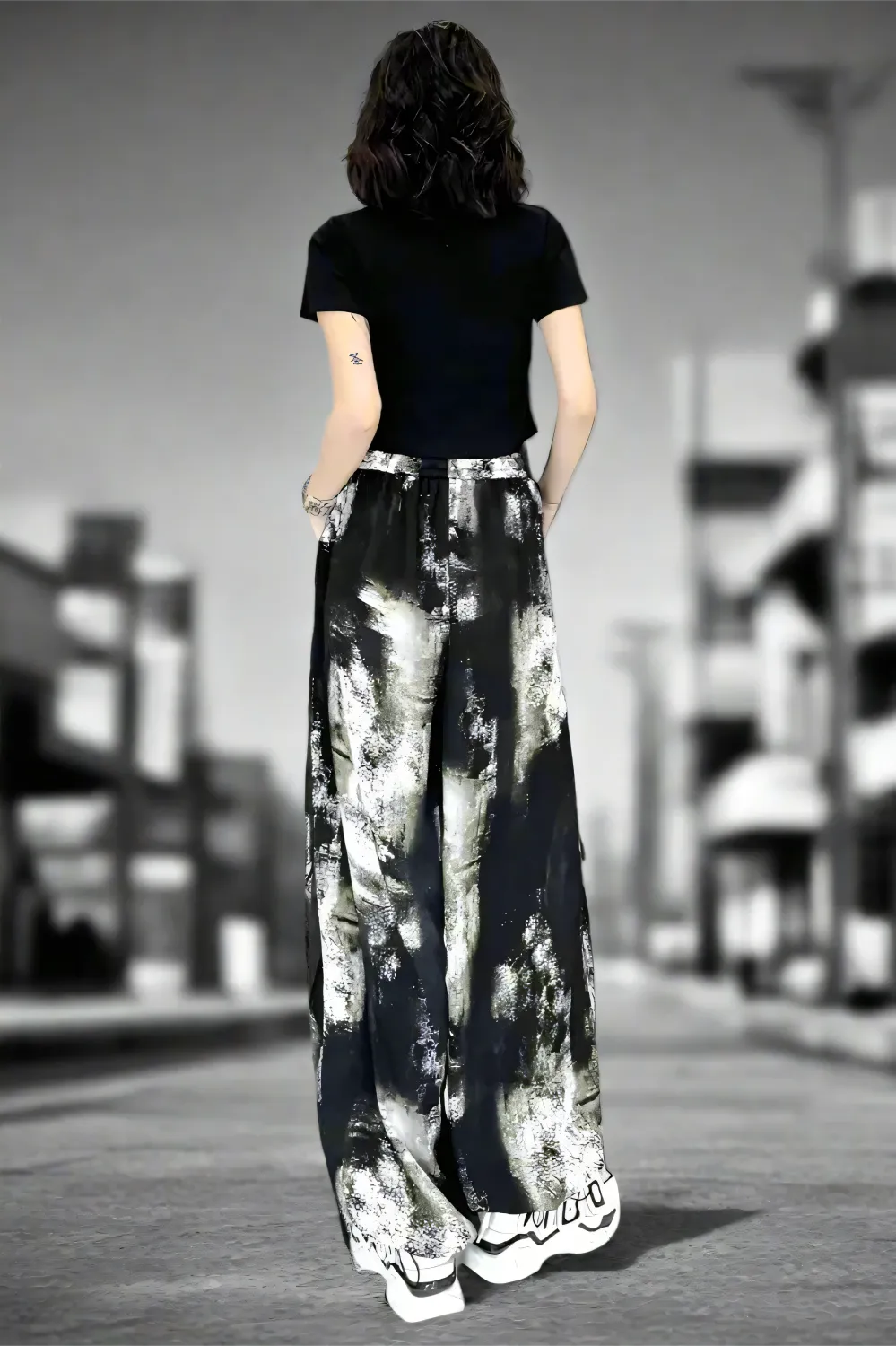 Midnight Tie-Dye Wide-Leg Pants