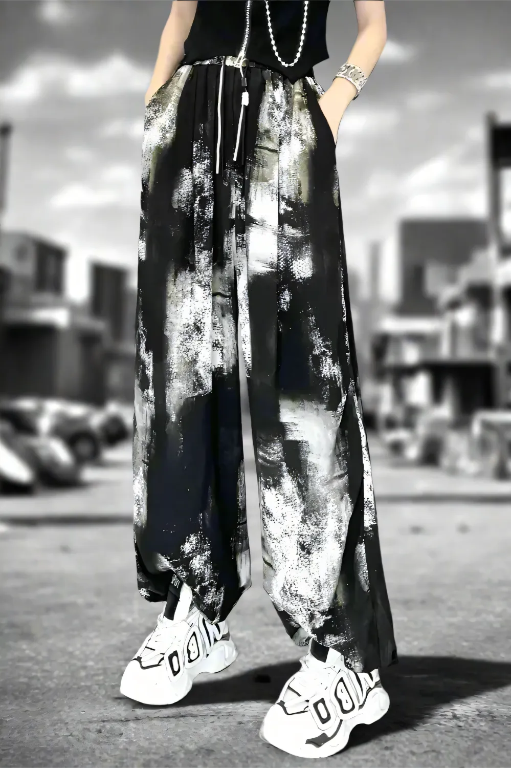 Midnight Tie-Dye Wide-Leg Pants