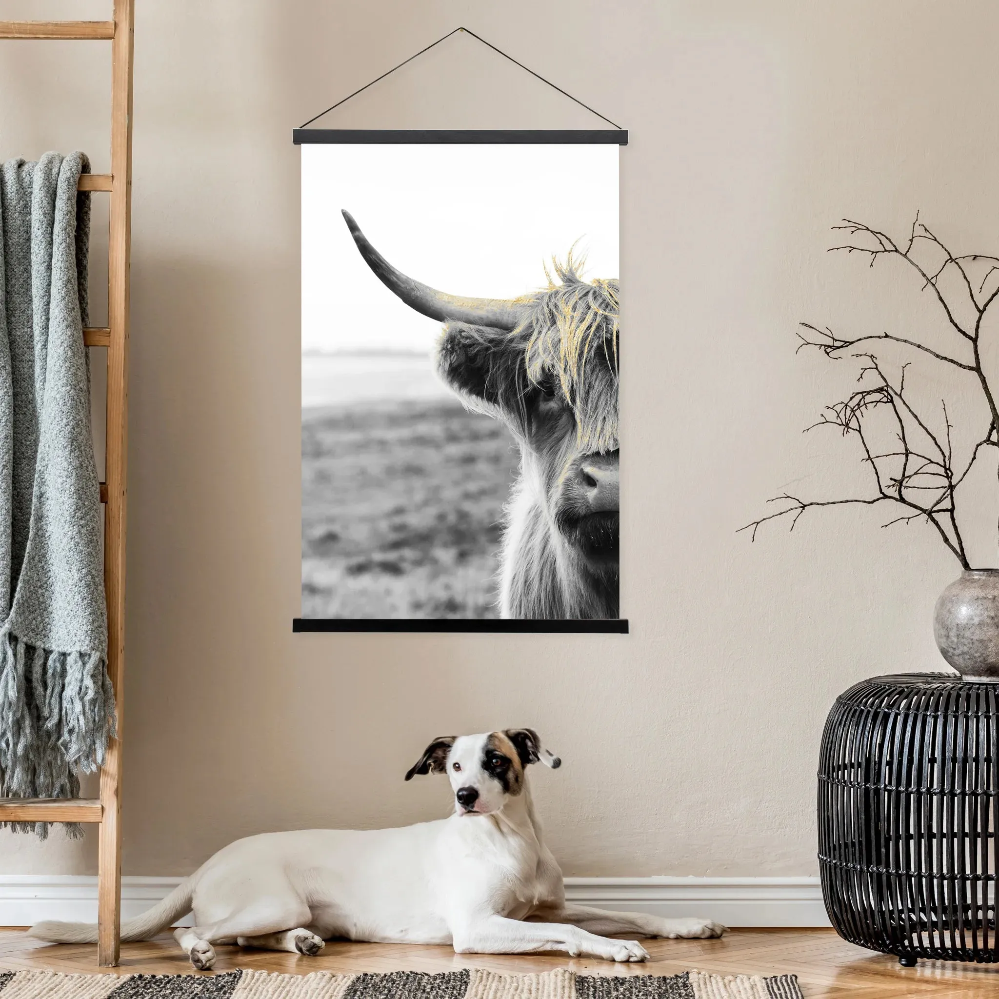 Miko Hanging Canvas - Highland Cow