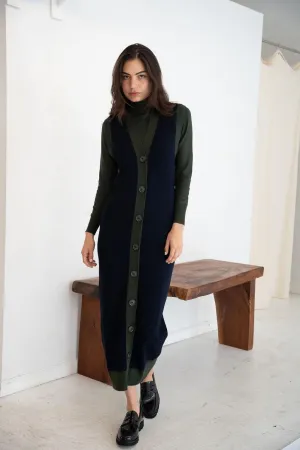 Mima Rosso Green Knit Colorblock Vest Dress & Top