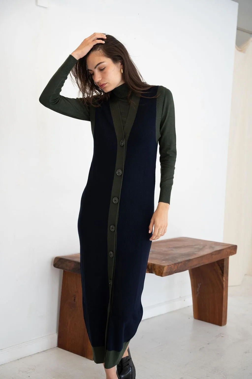 Mima Rosso Green Knit Colorblock Vest Dress & Top