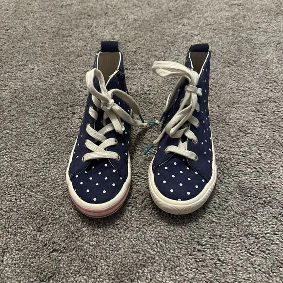 Mini Boden Navy Spot Rainbow Appliqué High Top Sneakers Sz 29