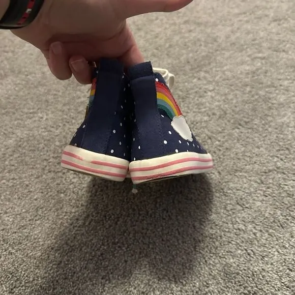 Mini Boden Navy Spot Rainbow Appliqué High Top Sneakers Sz 29