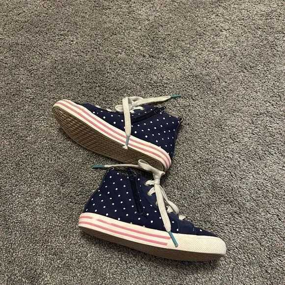 Mini Boden Navy Spot Rainbow Appliqué High Top Sneakers Sz 29