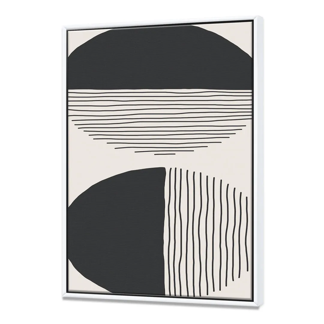 Minimal Geometric Lines and Circle IV - Floater Frame Print on Canvas East Urban Home Size: 46'' H x 36'' W x 1.5'' D Format: White Framed Canvas