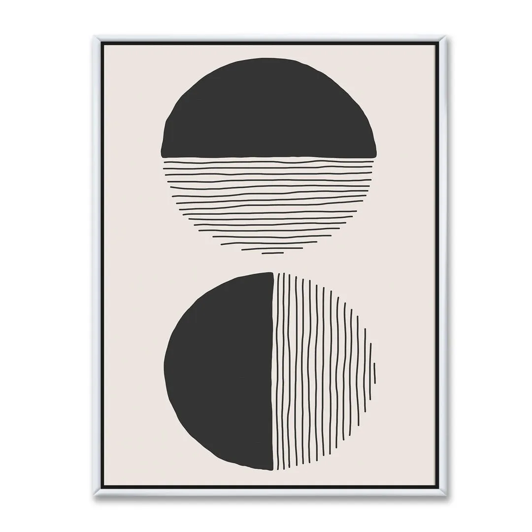 Minimal Geometric Lines and Circle IV - Floater Frame Print on Canvas East Urban Home Size: 46'' H x 36'' W x 1.5'' D Format: White Framed Canvas