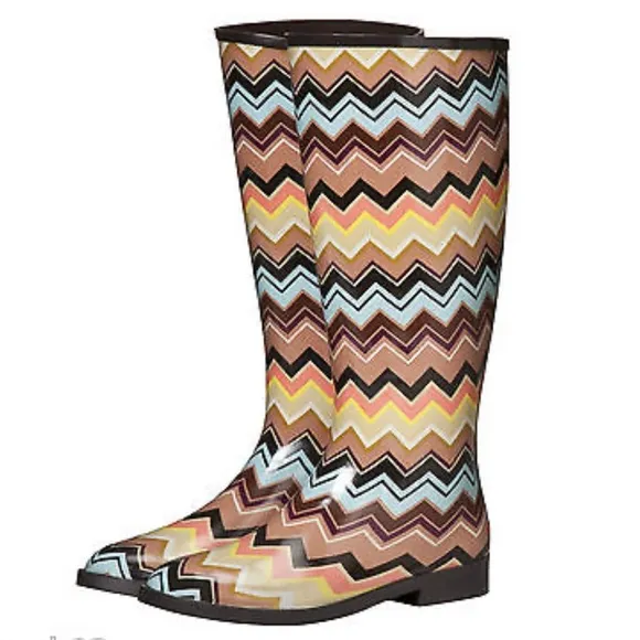 Missoni for Target Rain Boots in Zig Xag Venetian size 8