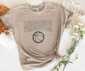 Missouri Basketball Black Outlines Tan Tee
