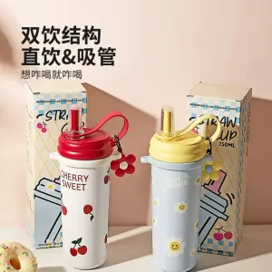 Modern Housewife Floral Straw 316 Stainless Steel Insulated Bottle - 750ml