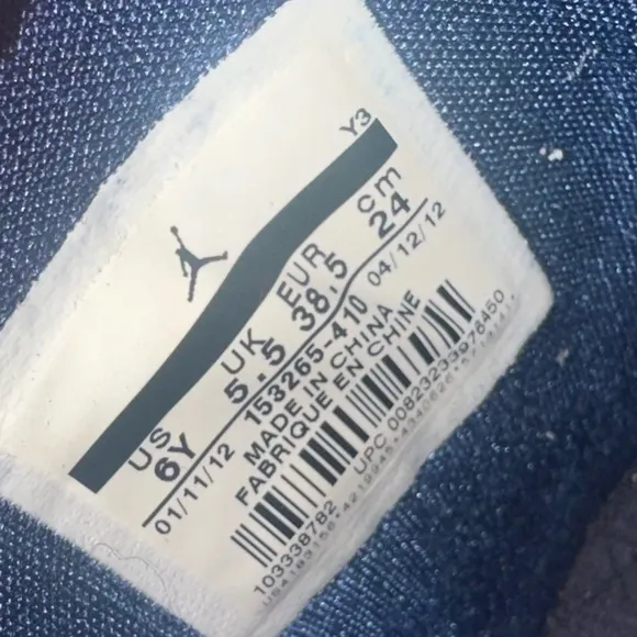 Navy and White Jordan 12  Sneakers