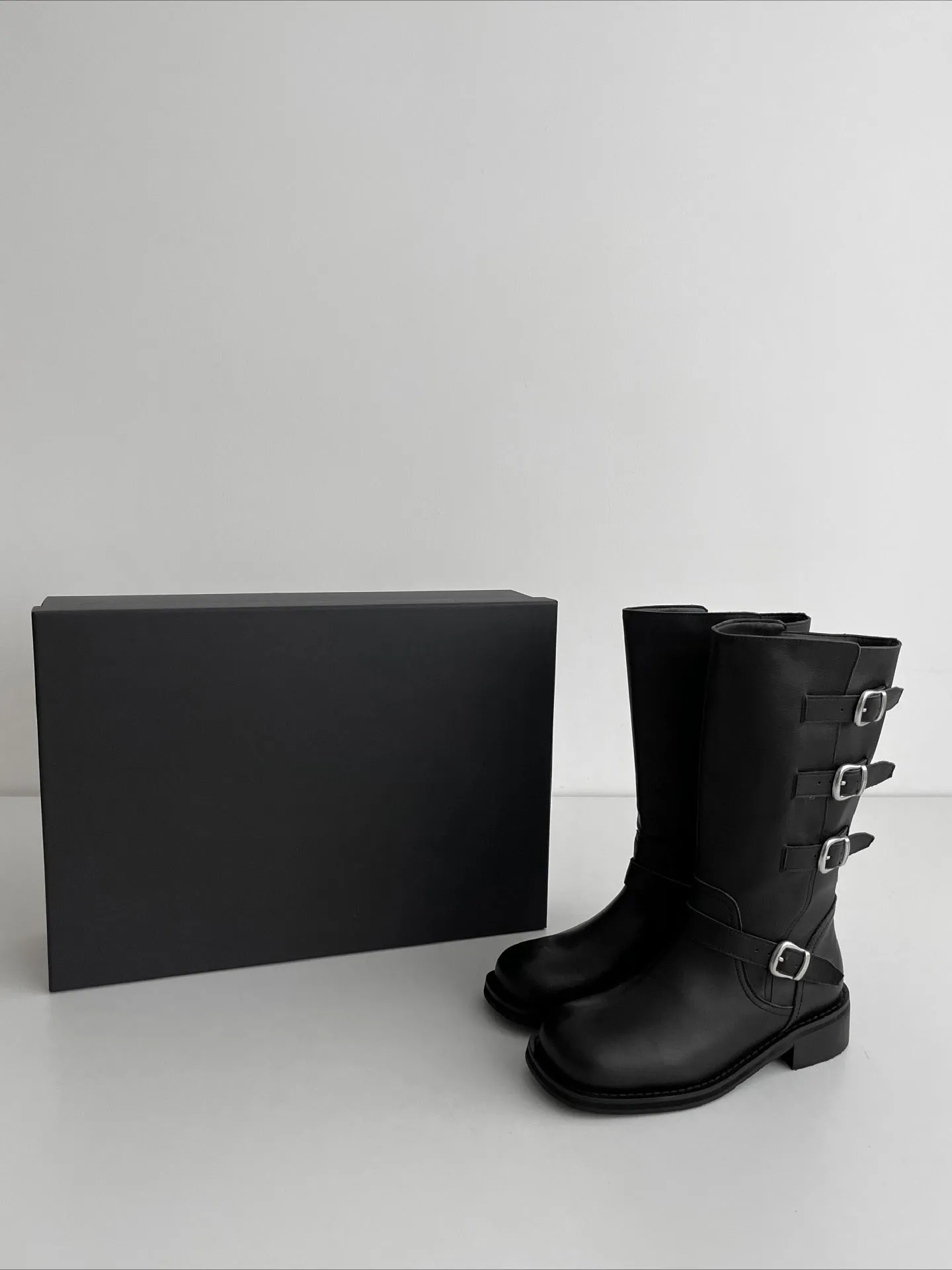 NEW & INSTOCK  - Korean Leather Buckle Up Martin Boots