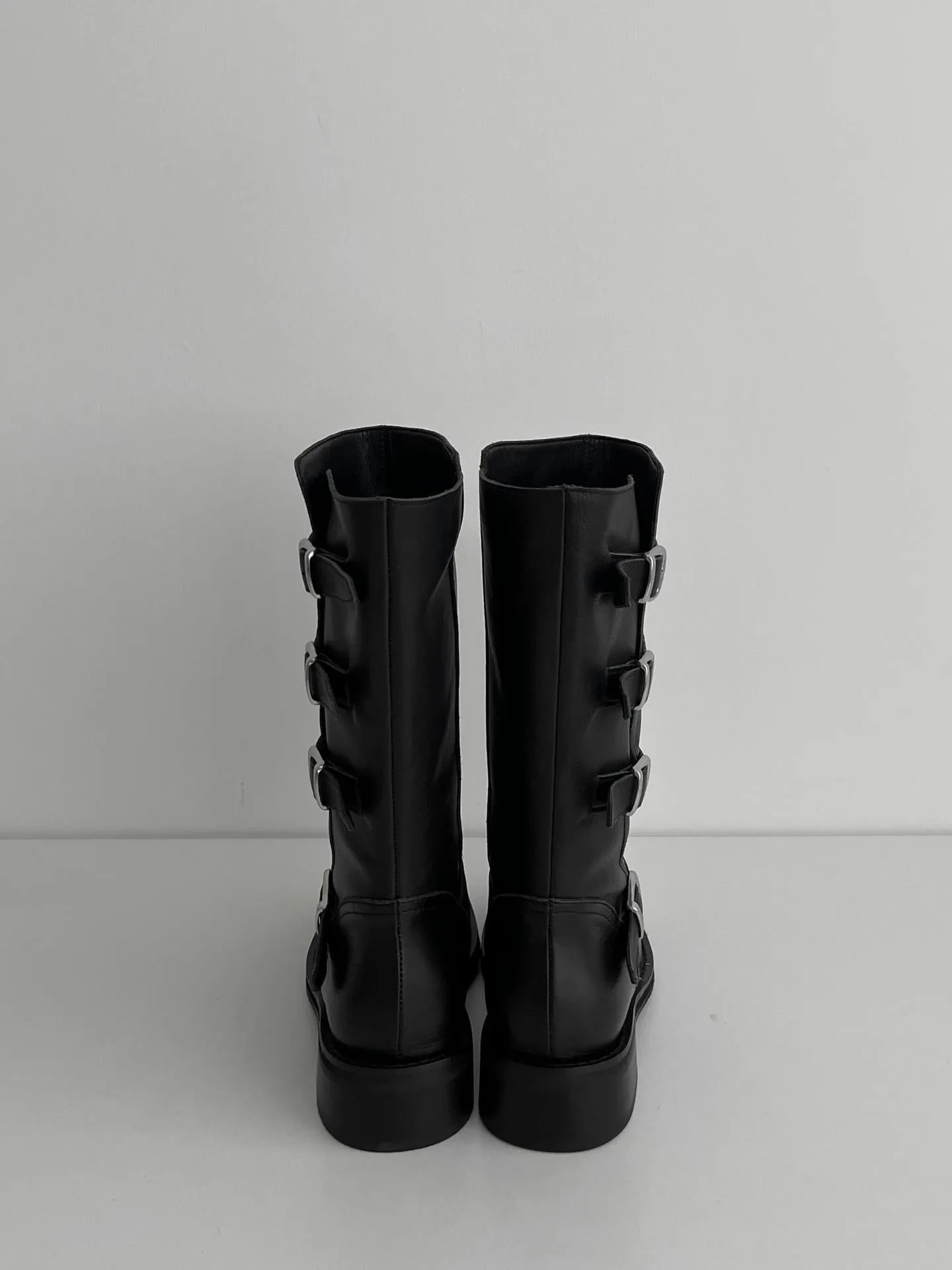 NEW & INSTOCK  - Korean Leather Buckle Up Martin Boots