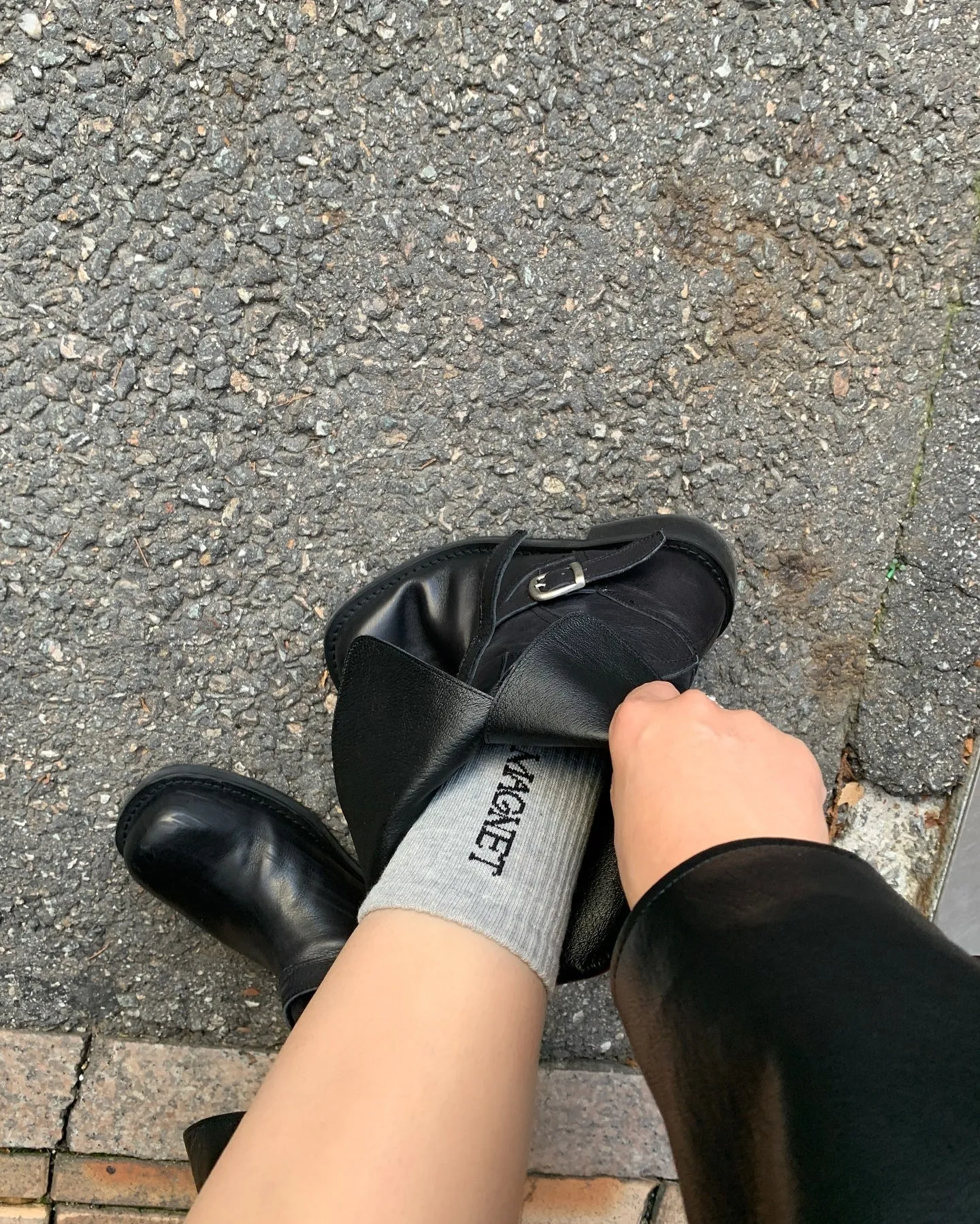 NEW & INSTOCK  - Korean Leather Buckle Up Martin Boots