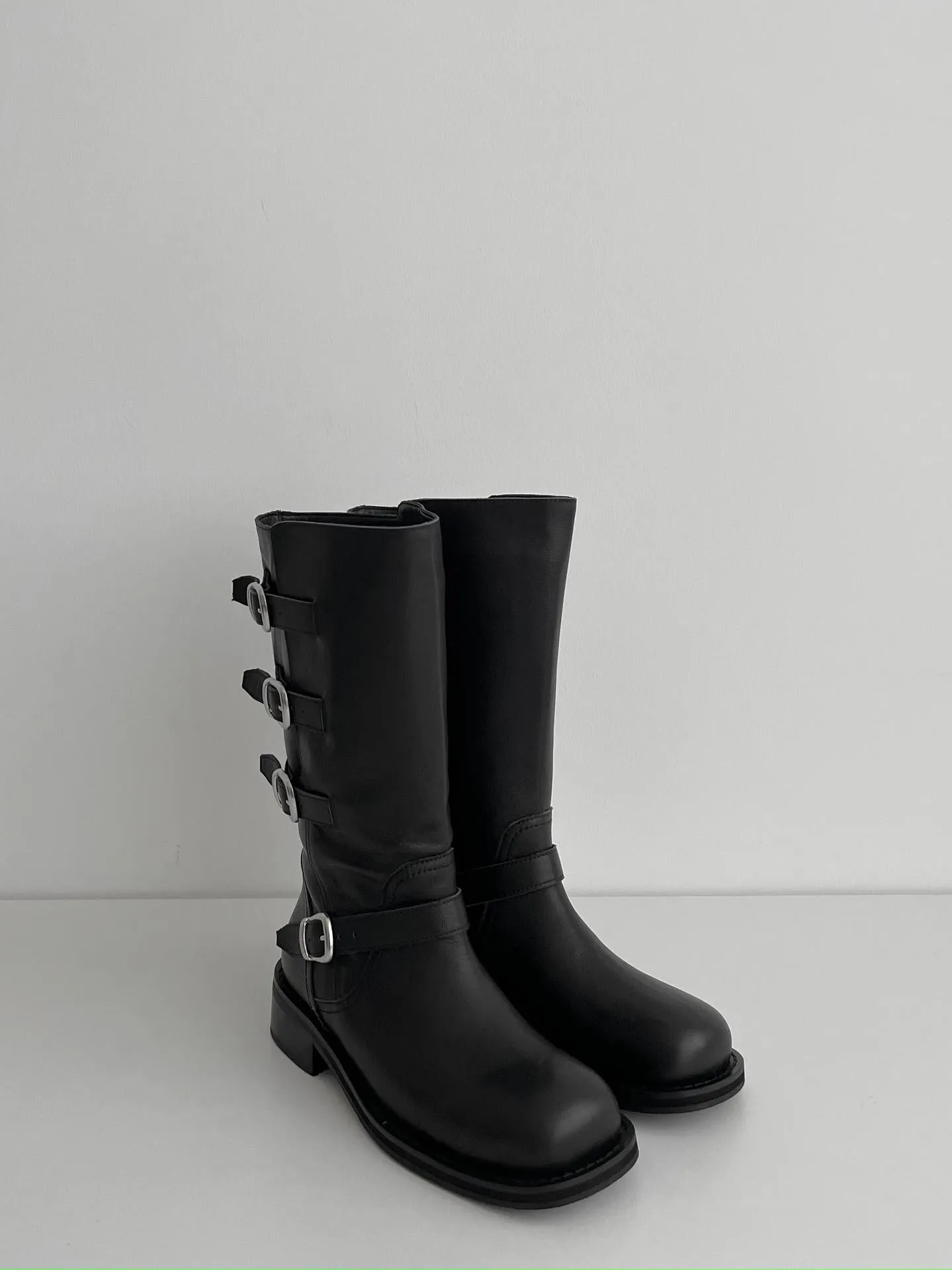 NEW & INSTOCK  - Korean Leather Buckle Up Martin Boots