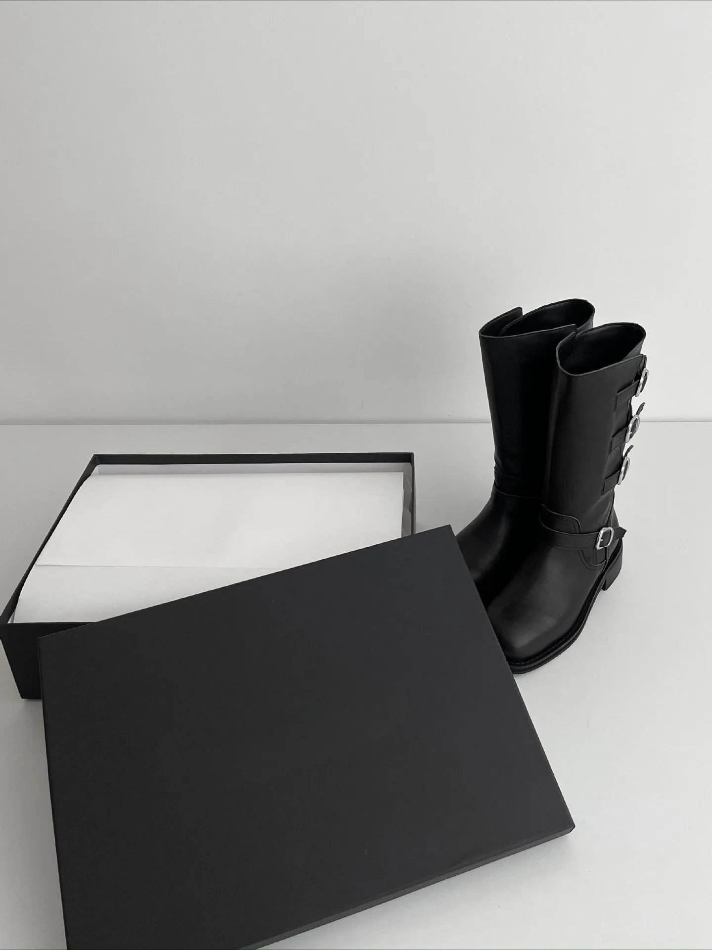 NEW & INSTOCK  - Korean Leather Buckle Up Martin Boots