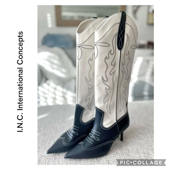 NEW I.N.C. INTERNATIONAL CONCEPTS HAYLEIGH MID HEEL TALL COWBOY BOOTS GORGEOUS