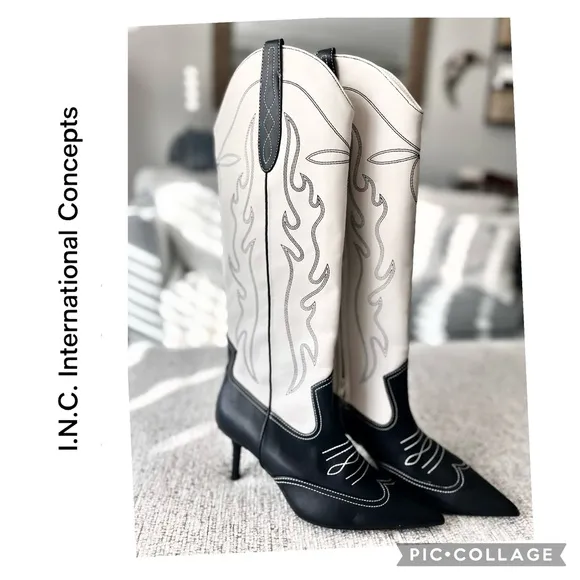 NEW I.N.C. INTERNATIONAL CONCEPTS HAYLEIGH MID HEEL TALL COWBOY BOOTS GORGEOUS