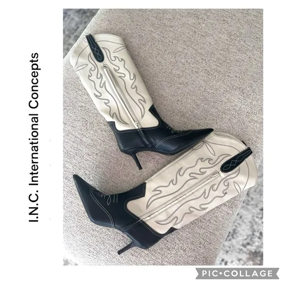 NEW I.N.C. INTERNATIONAL CONCEPTS HAYLEIGH MID HEEL TALL COWBOY BOOTS GORGEOUS