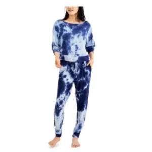 New JENNI Women's Tie-Dyed Loungewear Set,  pant sweater, navy blue size XXL
