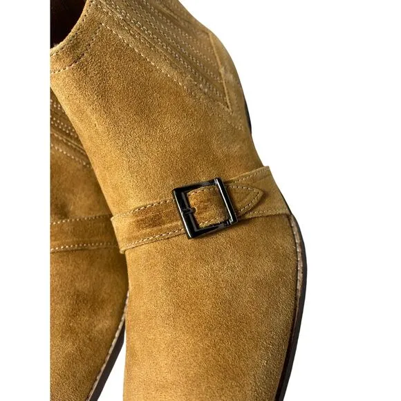 New Kurt Geiger Sz 41 US 8 Jax Tan Buckle Mens Chelsea Boots Fall Preppy Cabin*