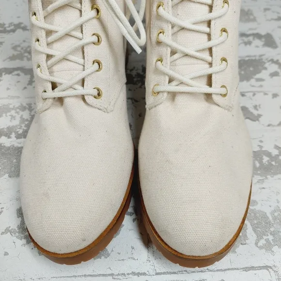 New New Michael Kors Light Cream Combat Textile Ankle Boots W381