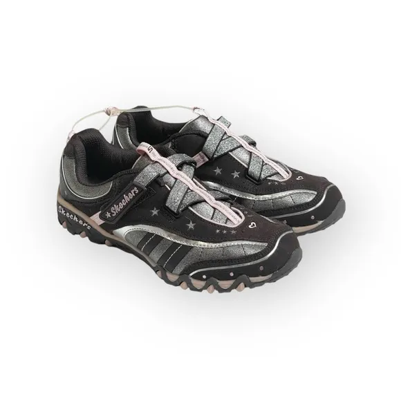 new Skechers 🜸 Incredible Elastika Laceless Sneakers 🜸 Brown Pink Sparkle 🜸 3