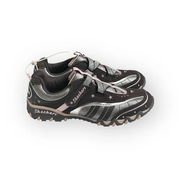 new Skechers 🜸 Incredible Elastika Laceless Sneakers 🜸 Brown Pink Sparkle 🜸 3