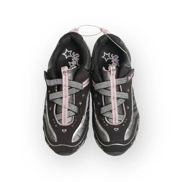 new Skechers 🜸 Incredible Elastika Laceless Sneakers 🜸 Brown Pink Sparkle 🜸 3