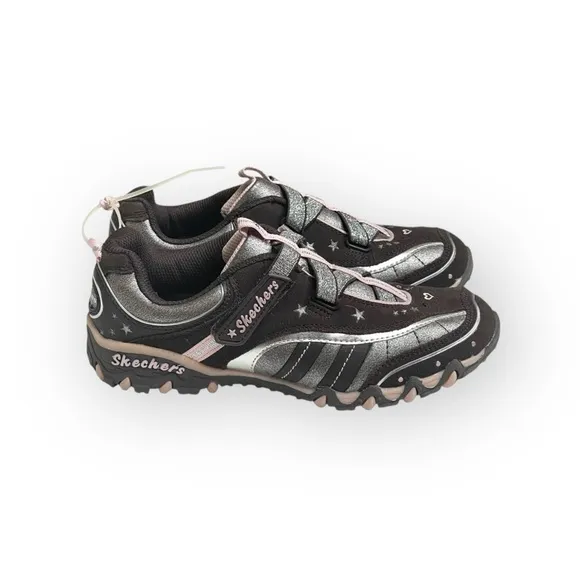 new Skechers 🜸 Incredible Elastika Laceless Sneakers 🜸 Brown Pink Sparkle 🜸 3