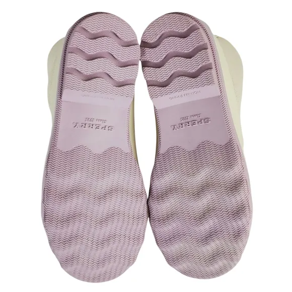New Sperry girls port waterproof lace up rain duck boots off white lavender